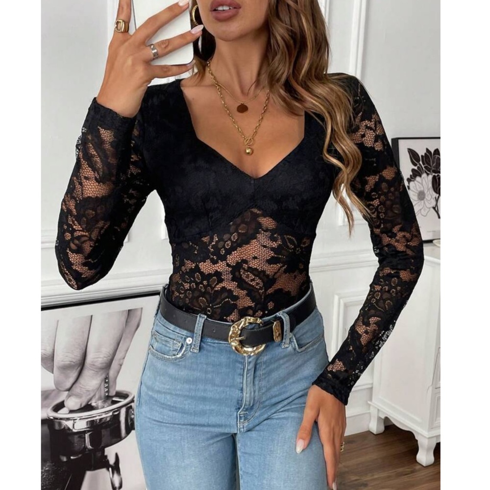 Black Lace Bodysuit - Picture 5 of 6
